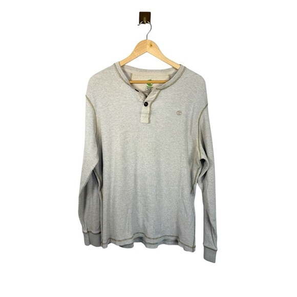 Timberland Men’s Classic Waffle Knit Thermal Henley in Ivory/Beige Size XL - Picture 1 of 8